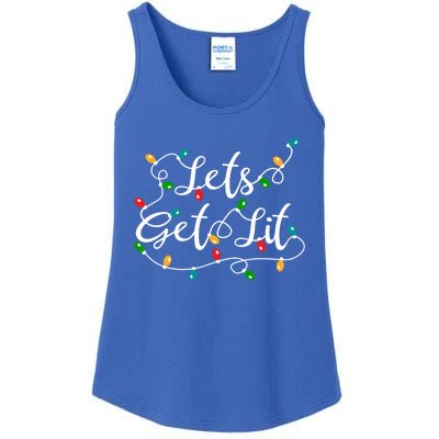 Let's Get Lit Gift Funny Xmas Holidays Christmas Funny Gift Ladies Essential Tank