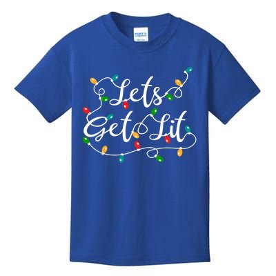 Let's Get Lit Gift Funny Xmas Holidays Christmas Funny Gift Kids T-Shirt