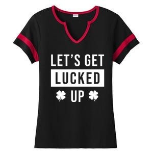 Lets Get Lucked Up Funny Irish St Patricks Day Ladies Halftime Notch Neck Tee