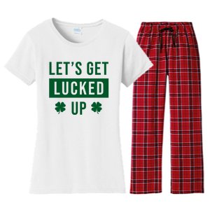 Lets Get Lucked Up Funny Irish St Patricks Day Women's Flannel Pajama Set