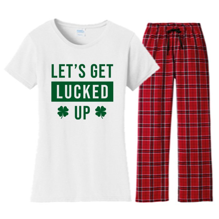 Lets Get Lucked Up Funny Irish St Patricks Day Women's Flannel Pajama Set