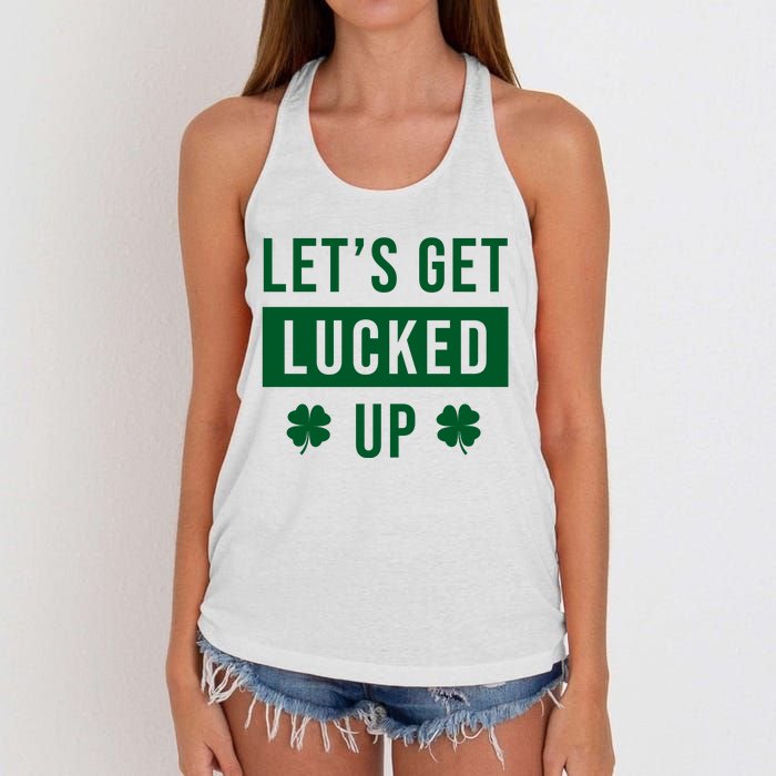 Lets Get Lucked Up Funny Irish St Patricks Day Women's Knotted Racerback Tank