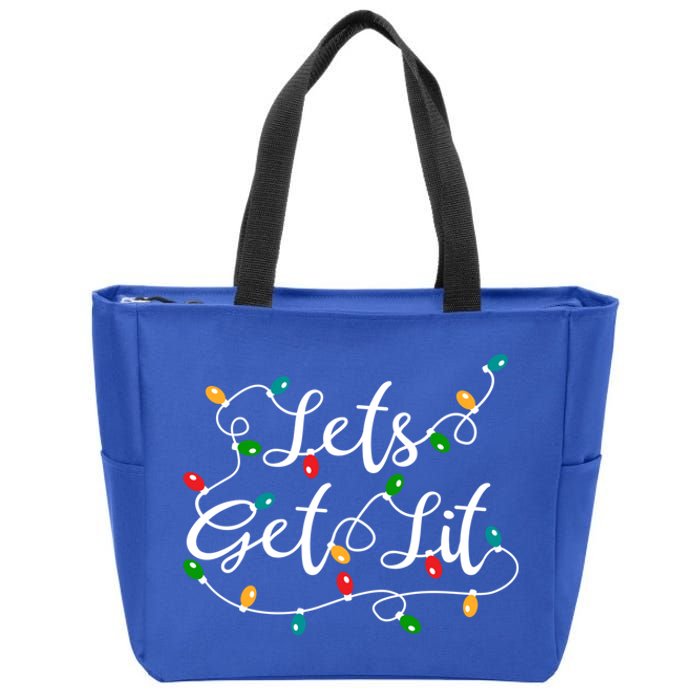 LetS Get Lit Funny Xmas Holidays Christmas Cute Gift Zip Tote Bag