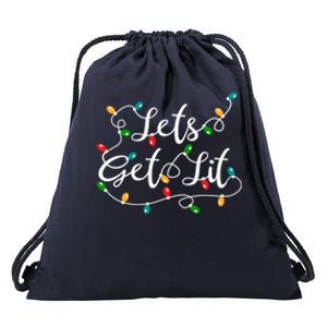 LetS Get Lit Funny Xmas Holidays Christmas Cute Gift Drawstring Bag