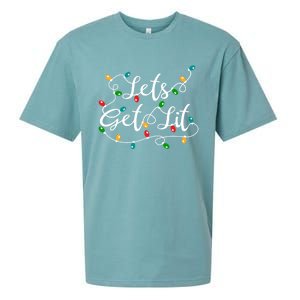 LetS Get Lit Funny Xmas Holidays Christmas Cute Gift Sueded Cloud Jersey T-Shirt