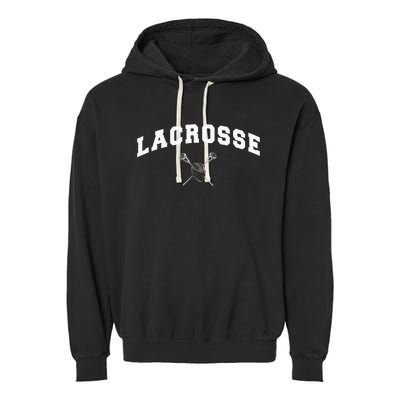 Lacrosse Gifts Lax Lacrosse Player Stick Garment-Dyed Fleece Hoodie