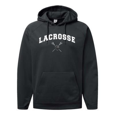 Lacrosse Gifts Lax Lacrosse Player Stick Performance Fleece Hoodie