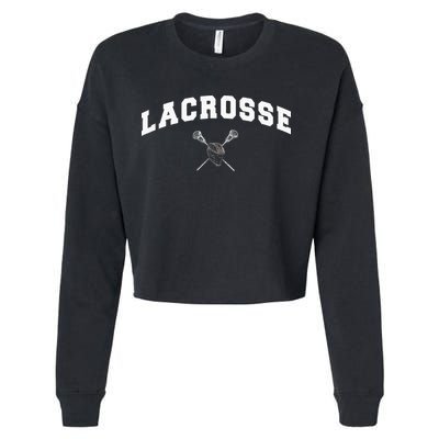 Lacrosse Gifts Lax Lacrosse Player Stick Cropped Pullover Crew