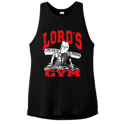 Lords Gym Lord's The Sin of World Jesus  Ladies PosiCharge Tri-Blend Wicking Tank