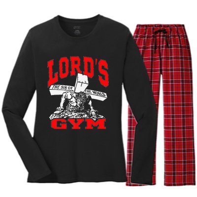 Lords Gym Lord's The Sin of World Jesus  Women's Long Sleeve Flannel Pajama Set 