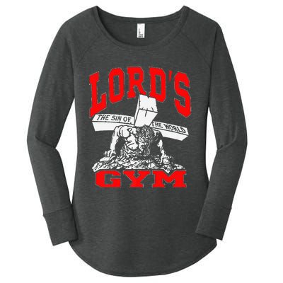 Lords Gym Lord's The Sin of World Jesus  Women's Perfect Tri Tunic Long Sleeve Shirt