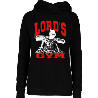 Lords Gym Lord's The Sin of World Jesus  Womens Funnel Neck Pullover Hood