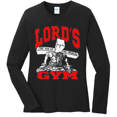 Lords Gym Lord's The Sin of World Jesus  Ladies Long Sleeve Shirt