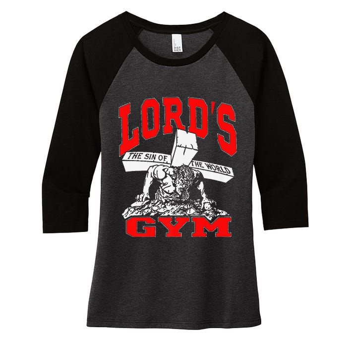 Lords Gym Lord's The Sin of World Jesus  Women's Tri-Blend 3/4-Sleeve Raglan Shirt