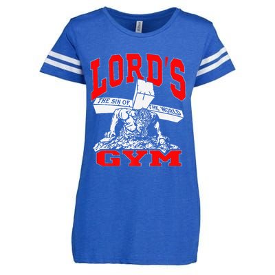 Lords Gym Lord's The Sin of World Jesus  Enza Ladies Jersey Football T-Shirt