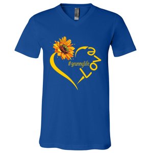 Love Granny Life Sunflower Mother Day Granny Gift V-Neck T-Shirt