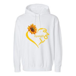 Love Granny Life Sunflower Mother Day Granny Gift Garment-Dyed Fleece Hoodie