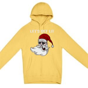 LetS Get Lit Adult Funny Christmas Xmas Pajama Santa Smoker Gift Premium Pullover Hoodie