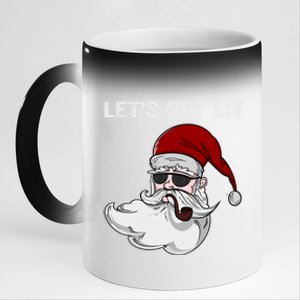 LetS Get Lit Adult Funny Christmas Xmas Pajama Santa Smoker Gift 11oz Black Color Changing Mug