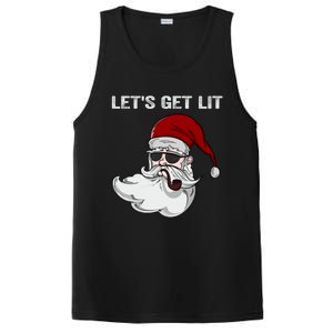 LetS Get Lit Adult Funny Christmas Xmas Pajama Santa Smoker Gift PosiCharge Competitor Tank