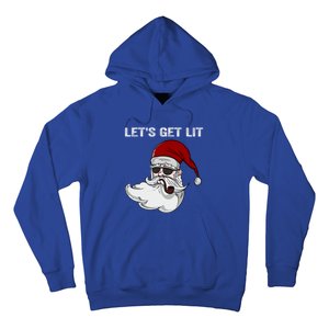 LetS Get Lit Adult Funny Christmas Xmas Pajama Santa Smoker Gift Hoodie