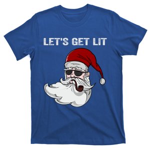 LetS Get Lit Adult Funny Christmas Xmas Pajama Santa Smoker Gift T-Shirt