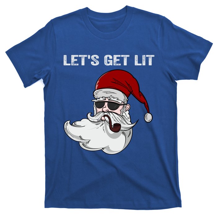 LetS Get Lit Adult Funny Christmas Xmas Pajama Santa Smoker Gift T-Shirt