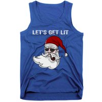 LetS Get Lit Adult Funny Christmas Xmas Pajama Santa Smoker Gift Tank Top