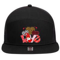 Love Gnome Leopard Checkered Pattern 7 Panel Mesh Trucker Snapback Hat
