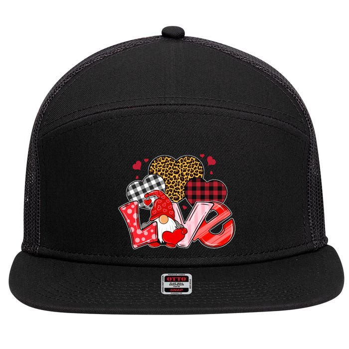 Love Gnome Leopard Checkered Pattern 7 Panel Mesh Trucker Snapback Hat