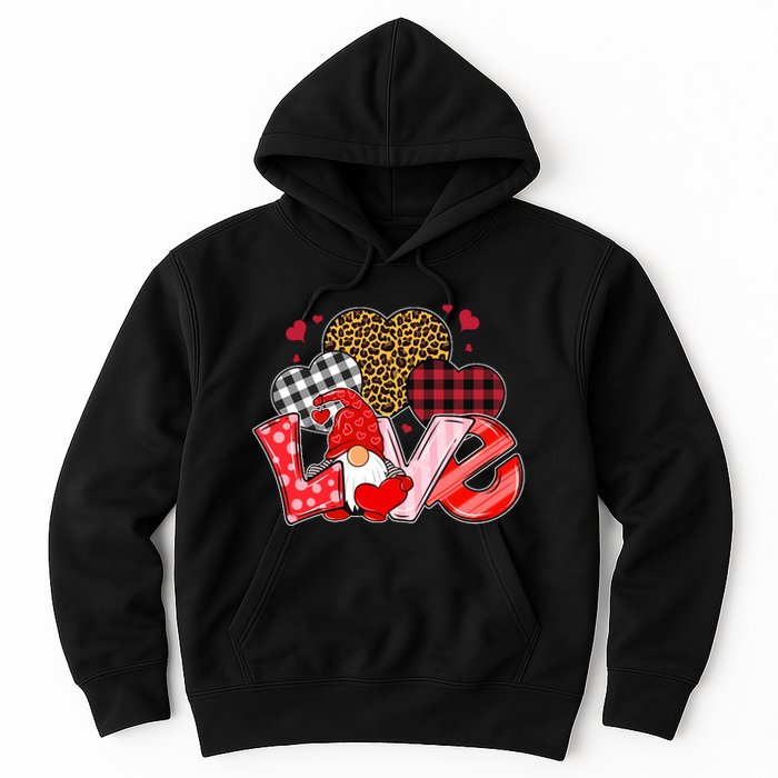 Love Gnome Leopard Checkered Pattern Hoodie