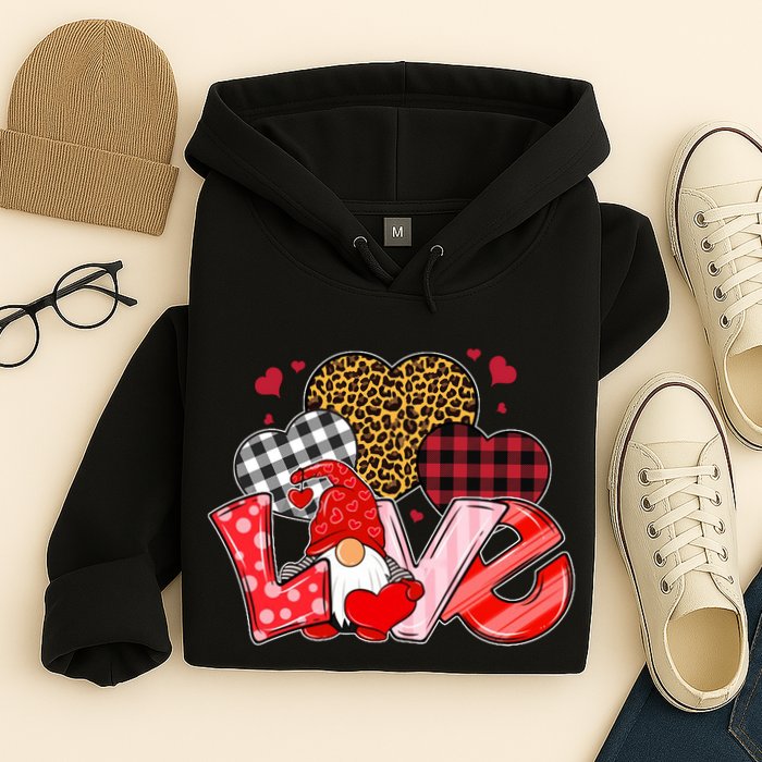 Love Gnome Leopard Checkered Pattern Hoodie