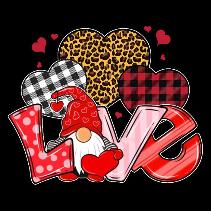 Love Gnome Leopard Checkered Pattern Hoodie