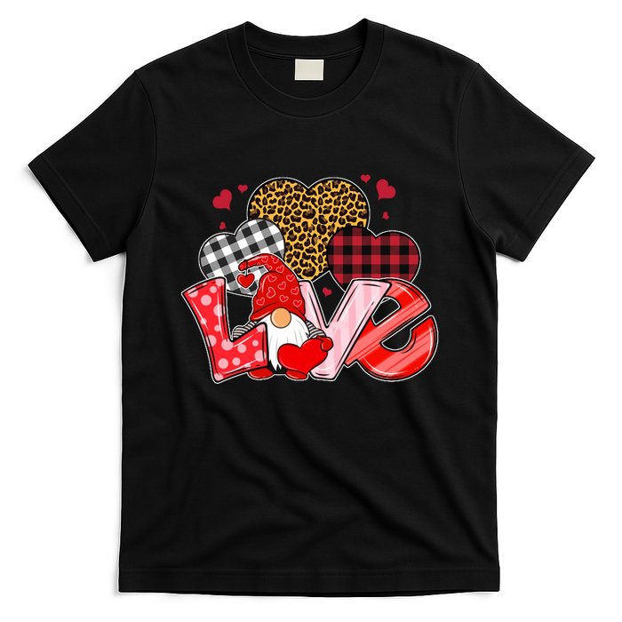 Love Gnome Leopard Checkered Pattern T-Shirt