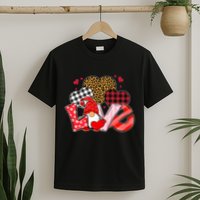 Love Gnome Leopard Checkered Pattern T-Shirt