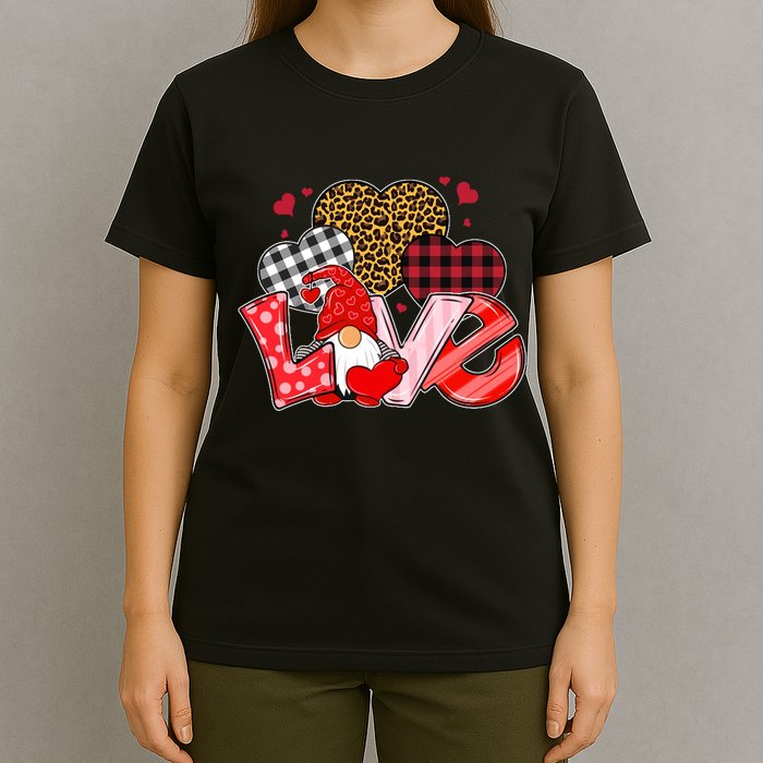 Love Gnome Leopard Checkered Pattern T-Shirt