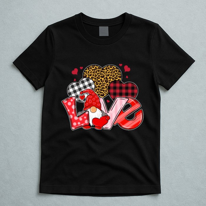 Love Gnome Leopard Checkered Pattern T-Shirt