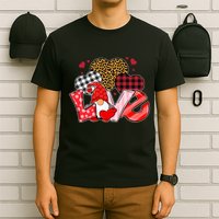 Love Gnome Leopard Checkered Pattern T-Shirt