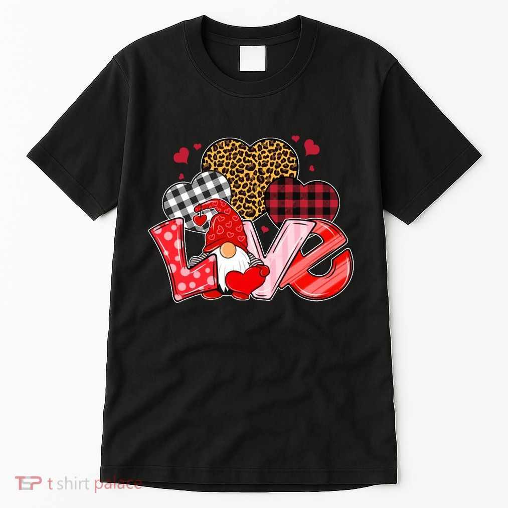Love Gnome Leopard Checkered Pattern Tall T-Shirt