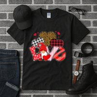 Love Gnome Leopard Checkered Pattern Tall T-Shirt