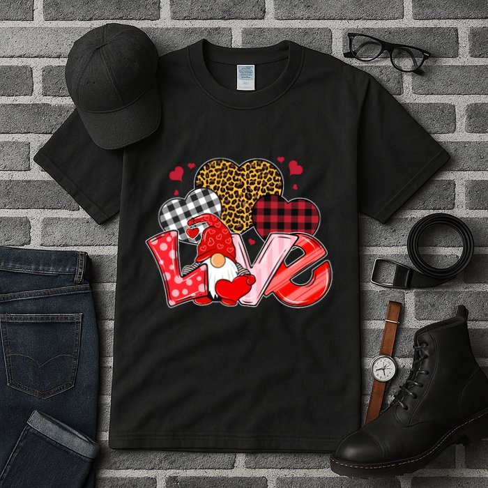 Love Gnome Leopard Checkered Pattern Tall T-Shirt