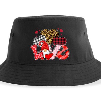 Love Gnome Leopard Checkered Pattern Sustainable Bucket Hat