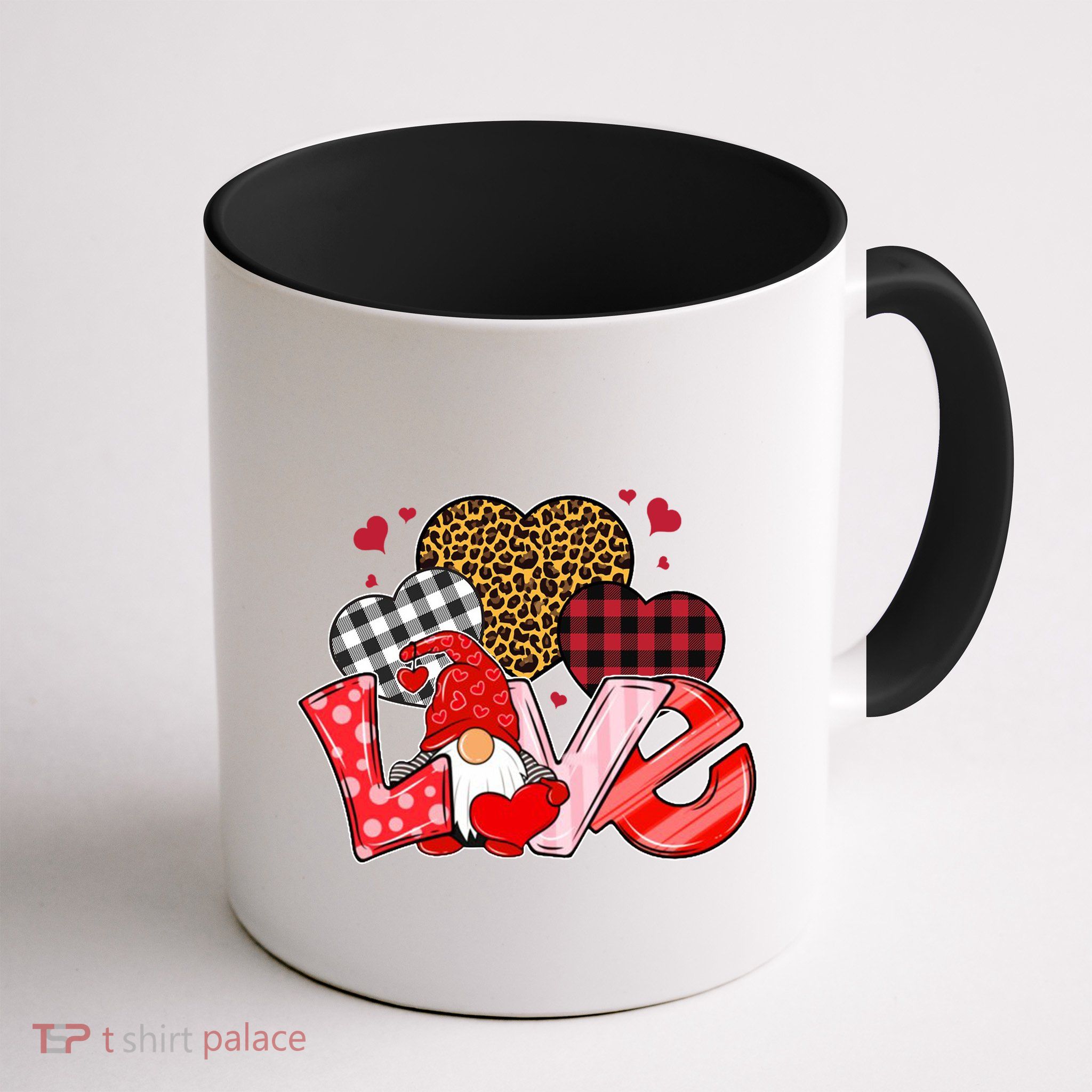 Love Gnome Leopard Checkered Pattern Mug