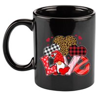 Love Gnome Leopard Checkered Pattern 11oz C Handle Ceramic Mug