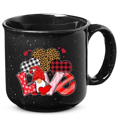 Love Gnome Leopard Checkered Pattern 15oz Campfire Ceramic Mug