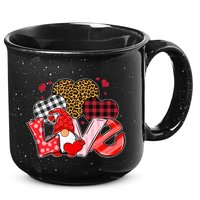Love Gnome Leopard Checkered Pattern 15oz Campfire Ceramic Mug