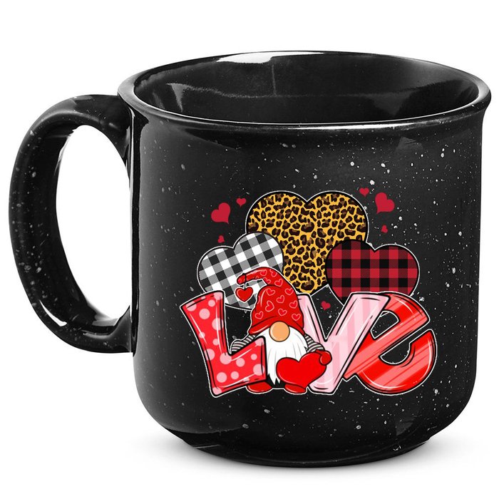 Love Gnome Leopard Checkered Pattern 15oz Campfire Ceramic Mug