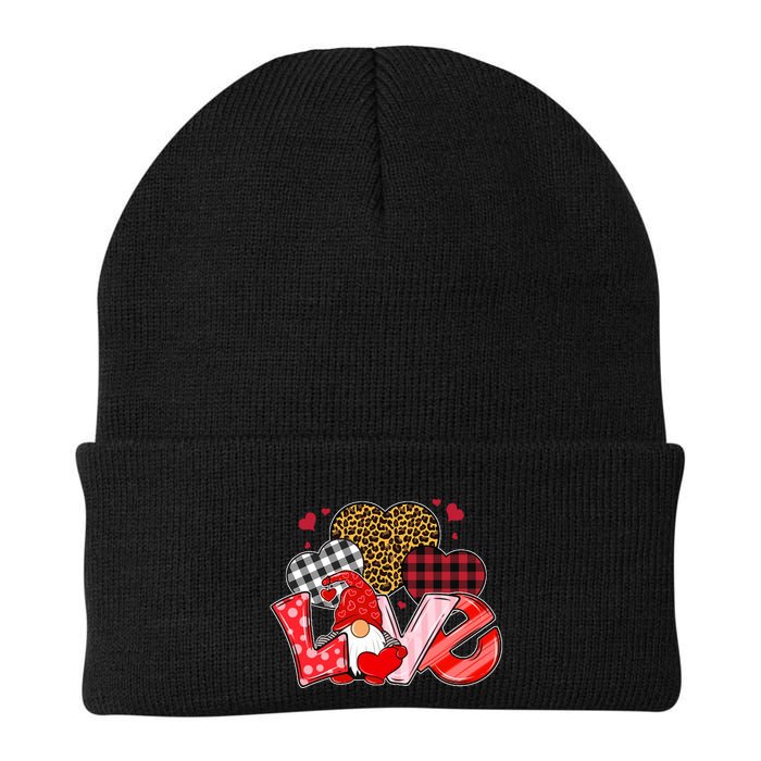 Love Gnome Leopard Checkered Pattern Beanie