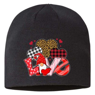 Love Gnome Leopard Checkered Pattern Sustainable Beanie