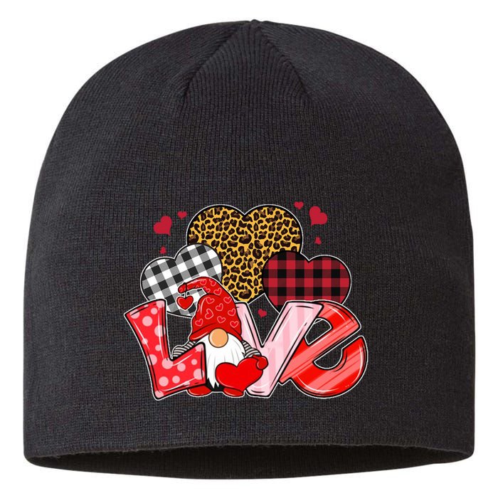 Love Gnome Leopard Checkered Pattern Sustainable Beanie